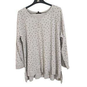 Elegant Gray Polka Dot Long Sleeve Top